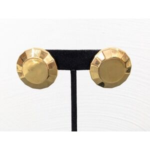 Vintage Monet Gold Tone Round Faceted Metal Statement earrings Pierced